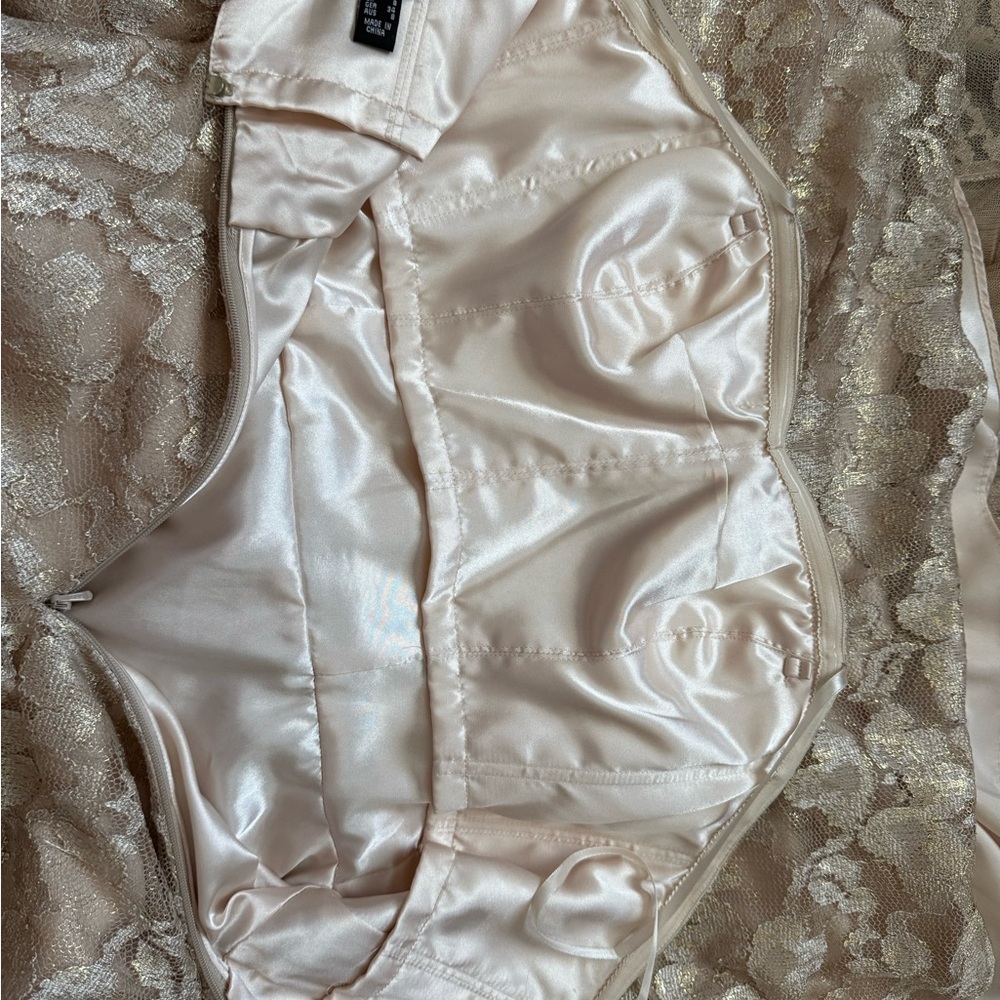 Aidan Mattox golden shimmer lace and crystal strapless maxi dress - Picture 6 of 6